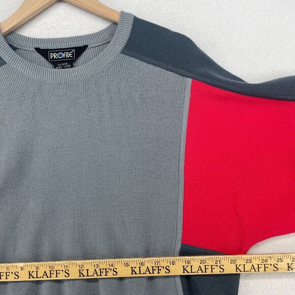 Vtg 80s PROFILE Sweater Mens L Ski Wool Colorblock Jumper Crewneck Blue HK - Picture 9 of 11